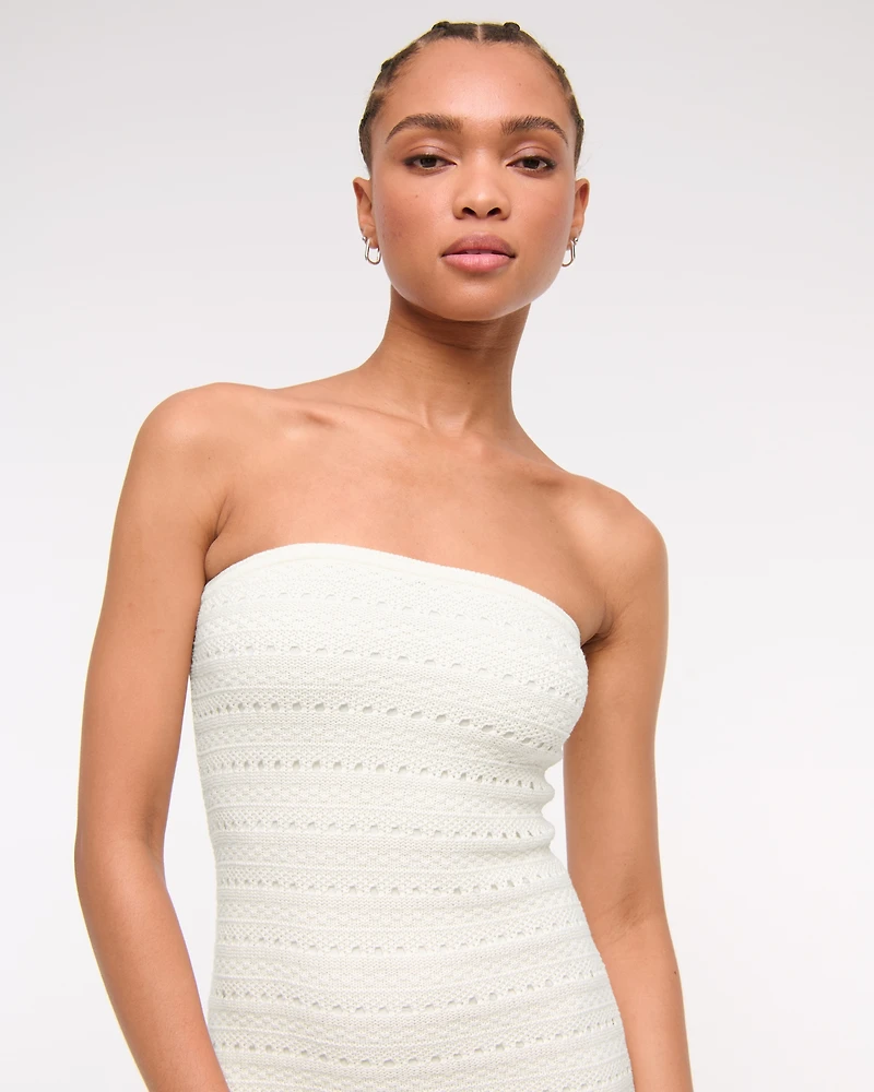 Strapless Crochet-Style Maxi Dress