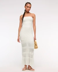 Strapless Crochet-Style Maxi Dress