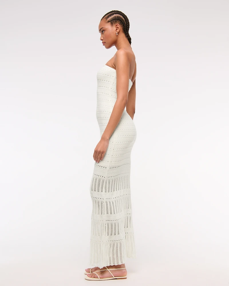 Strapless Crochet-Style Maxi Dress