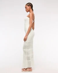 Strapless Crochet-Style Maxi Dress