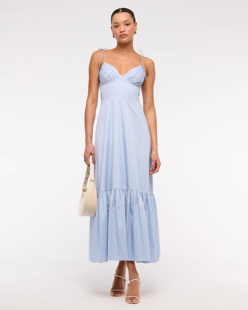 Tie-Strap Tiered Maxi Dress