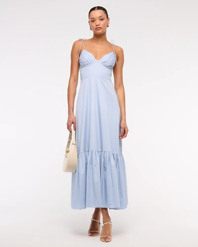 Tie-Strap Tiered Maxi Dress