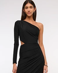 One-Shoulder Draped Maxi Dress