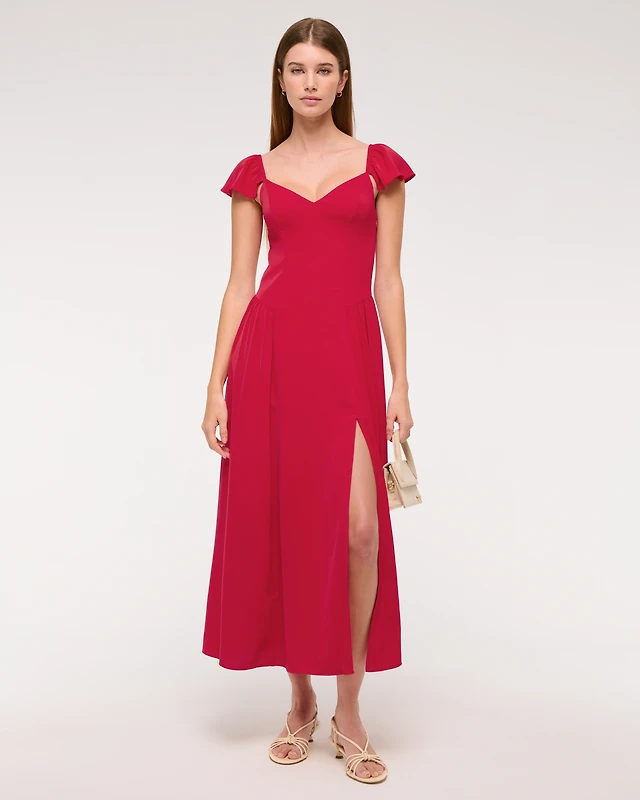 abercrombie flutter sleeve midi dress Abercrombie & Fitch Flutter Sleeve Midi Dress
