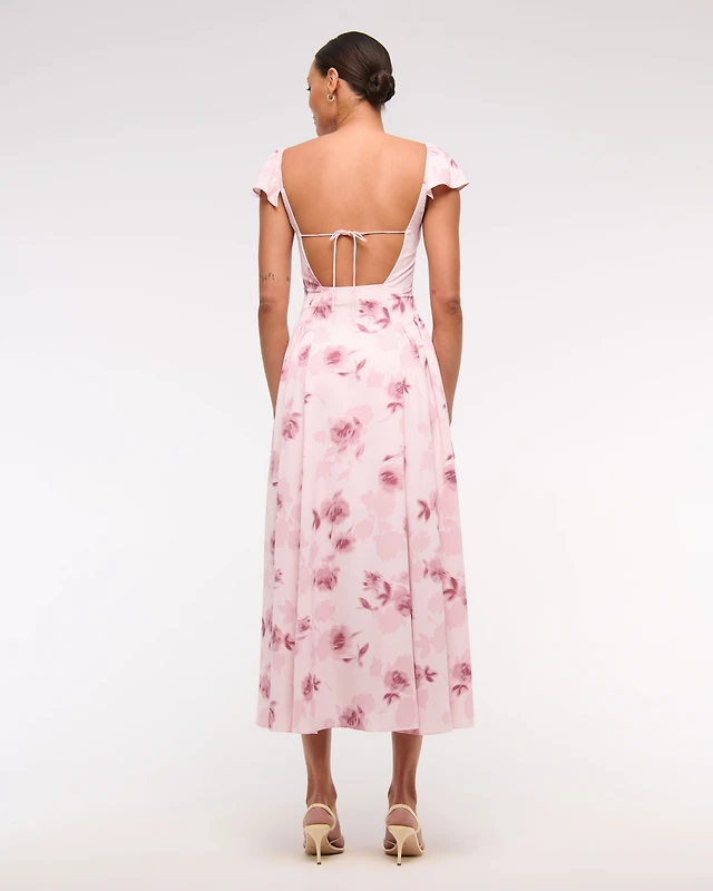 abercrombie ruched flutter sleeve maxi dress Abercrombie White Ruffle Flutter Sleeve Maxi Dress