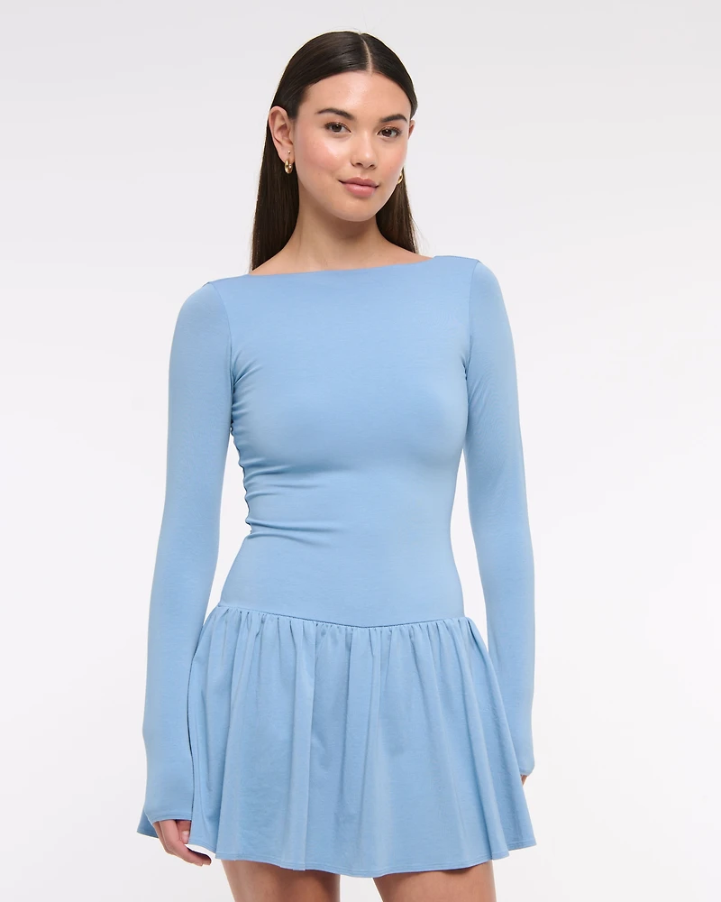 Drop-Waist Knit Skort