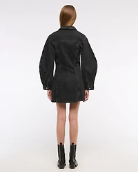 Barrel Sleeve Denim Shirt Dress