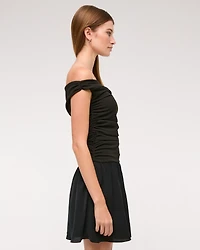 Off-The-Shoulder Ruched Mini Dress