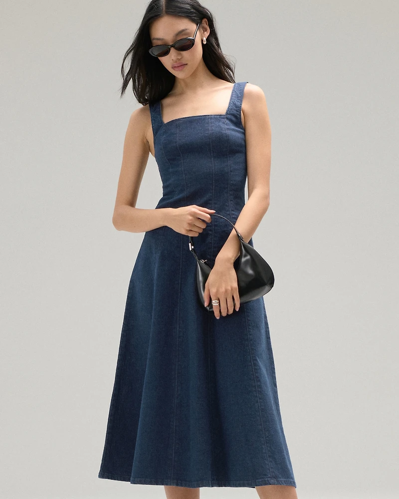The A&F Mila Denim Midi Dress