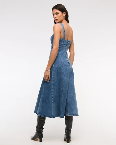 The A&F Mila Denim Midi Dress