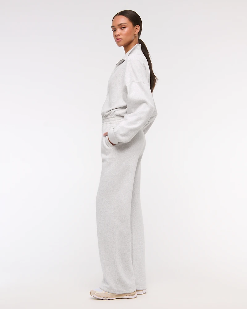 Long-Sleeve Half-Zip Fleece Jumpsuit