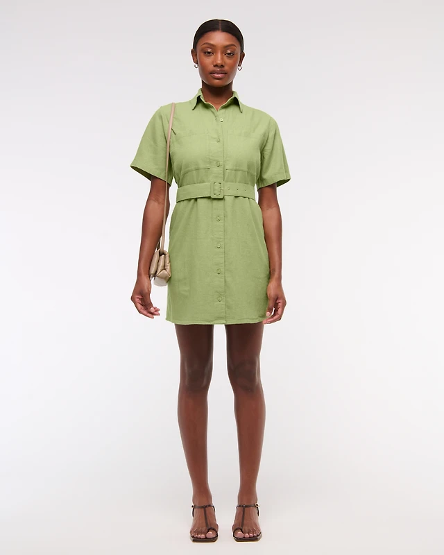 abercrombie corset seamed linen-blend mini dress Abercrombie corset seamed midi