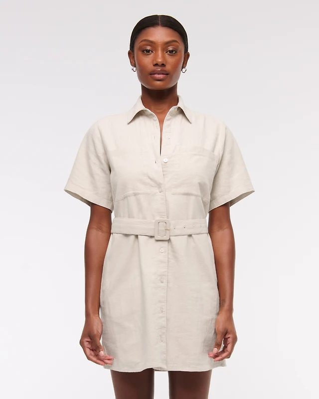Abercrombie & Fitch Halter Linen-Blend Mini Dress | MainPlace Mall Abercrombie & Fitch Halter Linen-Blend Mini Dress | MainPlace Mall