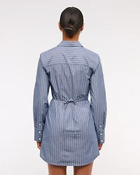Fitted Long-Sleeve Mini Shirt Dress