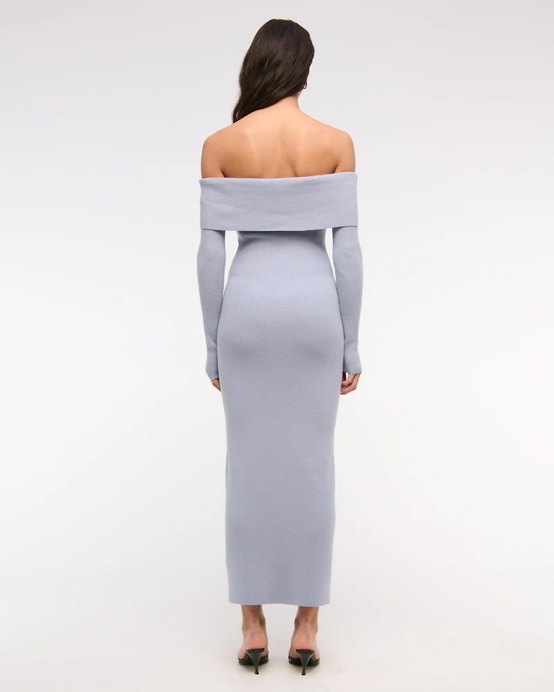 Off-The-Shoulder Midi Sweater Dress