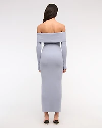 Off-The-Shoulder Midi Sweater Dress