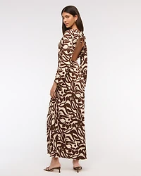 Long-Sleeve Twist-Front Maxi Dress