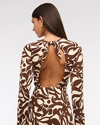 Long-Sleeve Twist-Front Maxi Dress