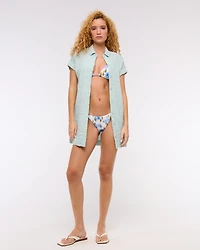 Textured Mini Shirt Dress