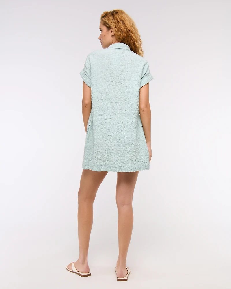 Textured Mini Shirt Dress