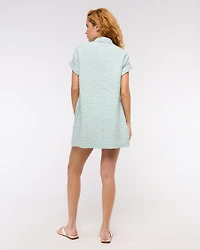 Textured Mini Shirt Dress