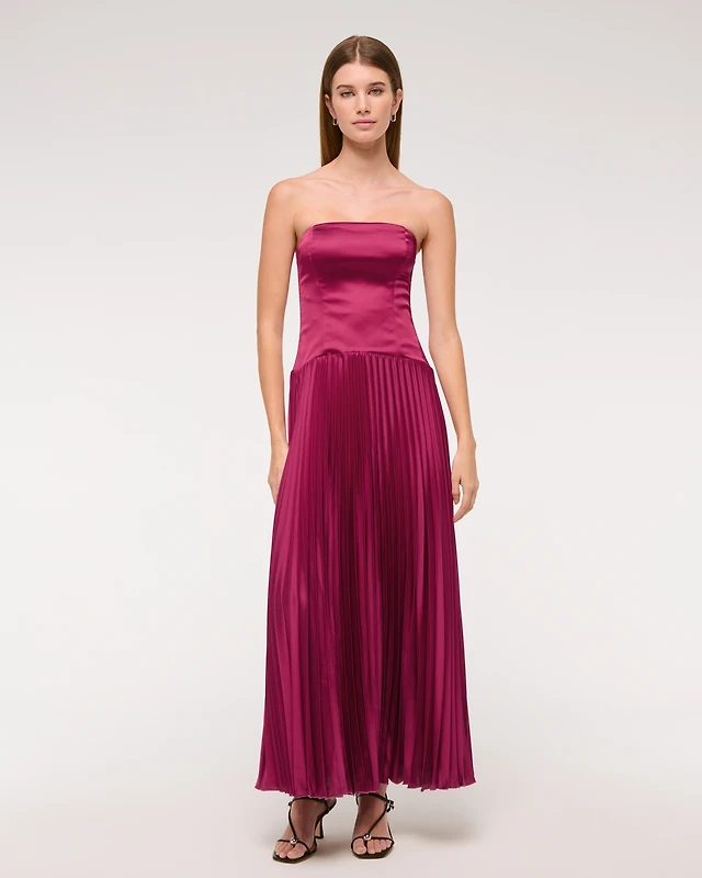 adrianna papell drop waist dress Rent Abercrombie & Fitch Long Sleeve Satin Draped Dress In Green main image 0