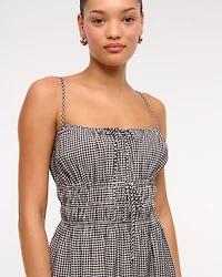 Smocked Tie-Front Maxi Dress