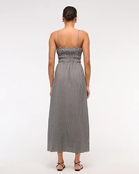 Smocked Tie-Front Maxi Dress