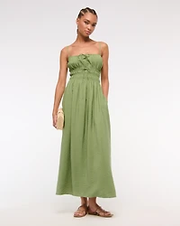 Smocked Tie-Front Maxi Dress