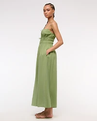Smocked Tie-Front Maxi Dress
