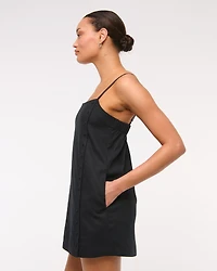 Linen-Blend Button Skort