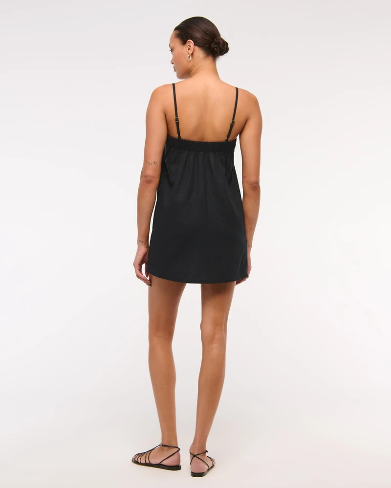 Linen-Blend Button Skort