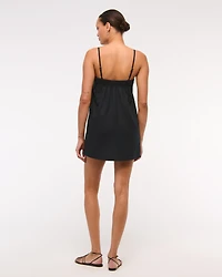 Linen-Blend Button Skort