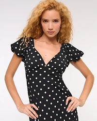 Puff Sleeve Midi Dress