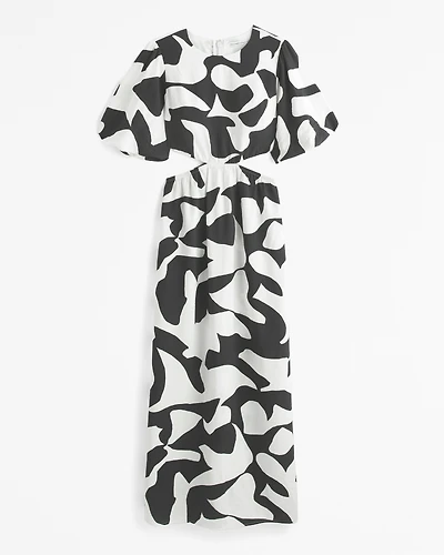 Short-Sleeve Cutout Maxi Dress