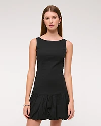 High-Neck Bubble Hem Mini Dress