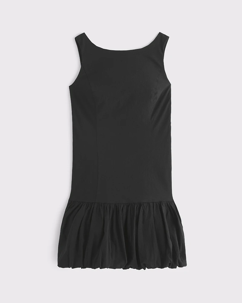 High-Neck Bubble Hem Mini Dress