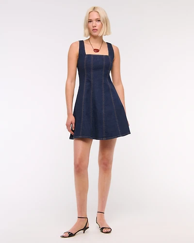 The A&F Mila Squareneck Denim Mini Dress