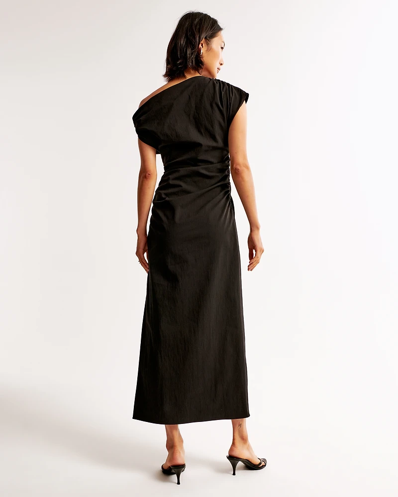 Off-The-Shoulder Draped Midi Dress