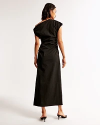 Off-The-Shoulder Draped Midi Dress