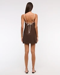 Linen-Blend Apron Mini Dress