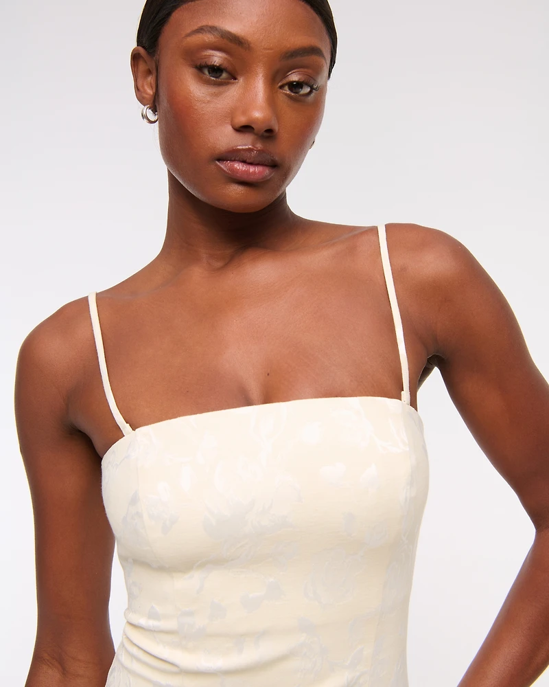 Strapless Floral Textured Maxi Dress
