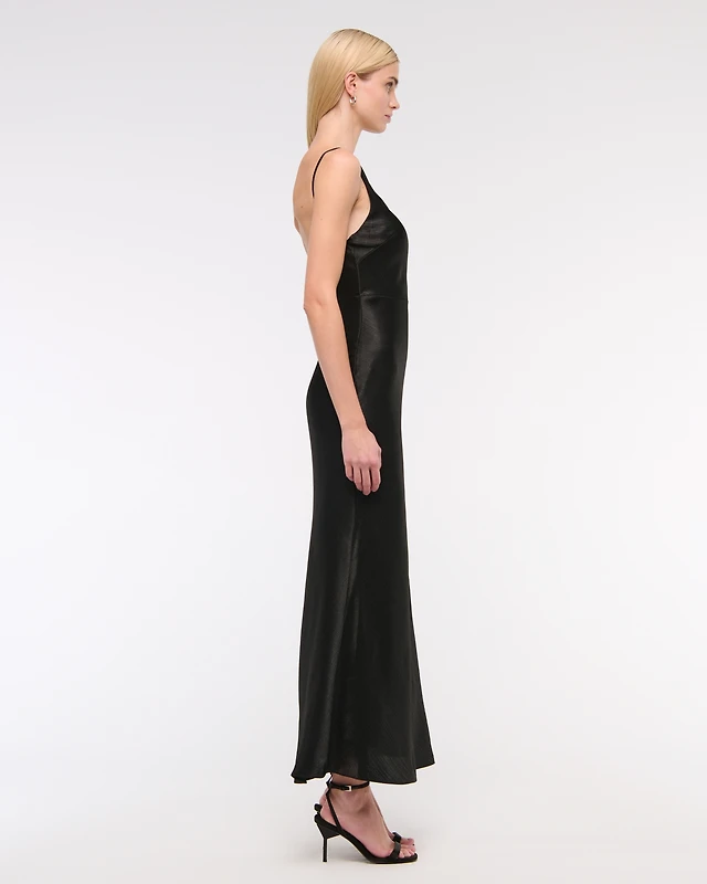 Abercrombie & Fitch High-Neck Crinkle Satin Maxi Dress | MainPlace Mall