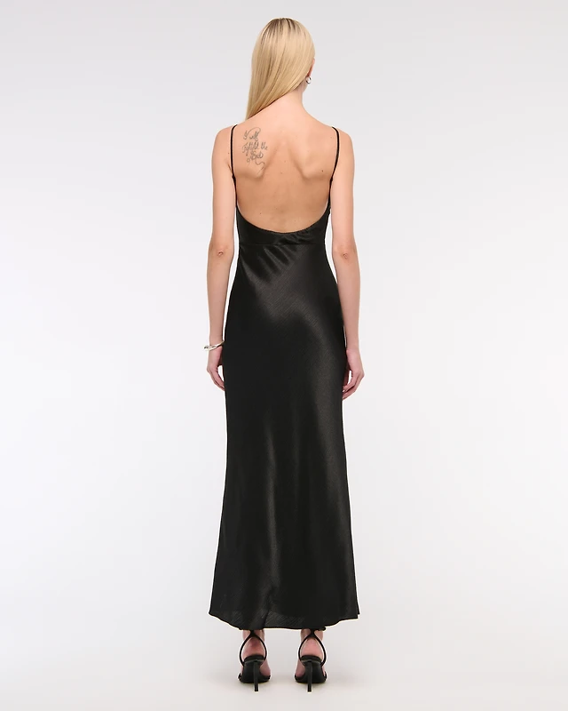 Abercrombie & Fitch High-Neck Crinkle Satin Maxi Dress | MainPlace Mall