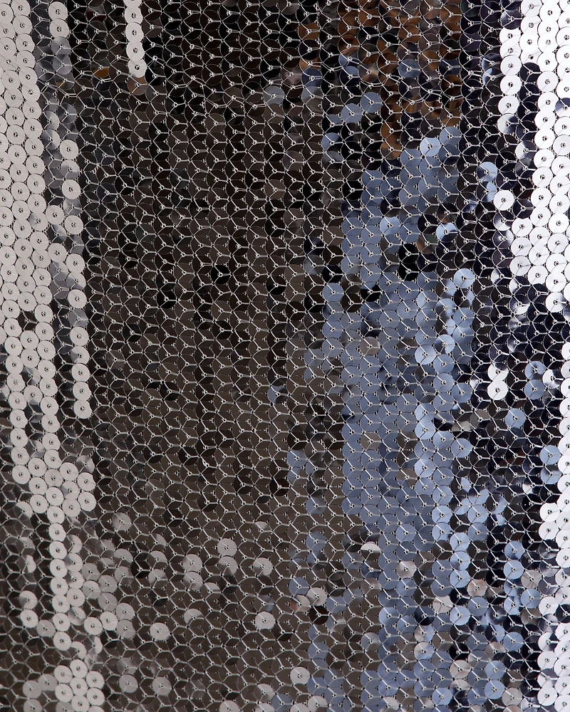 Straight Neck Sequin Midi Dress