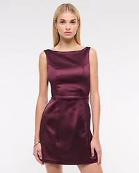 High-Neck Satin Sculpt Mini Dress