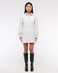 Long-Sleeve Zip-Up Fleece Mini Dress