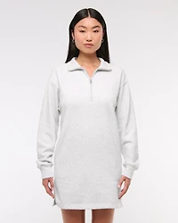 Long-Sleeve Zip-Up Fleece Mini Dress