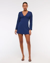 Long-Sleeve Twist Mini Dress