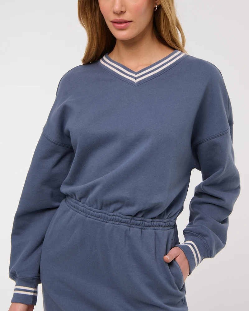 Fleece V-Neck Mini Dress